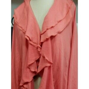 Geneology Fashion DNA Ruffled Coral Cardigan Coverup Shirt NWT Size XL